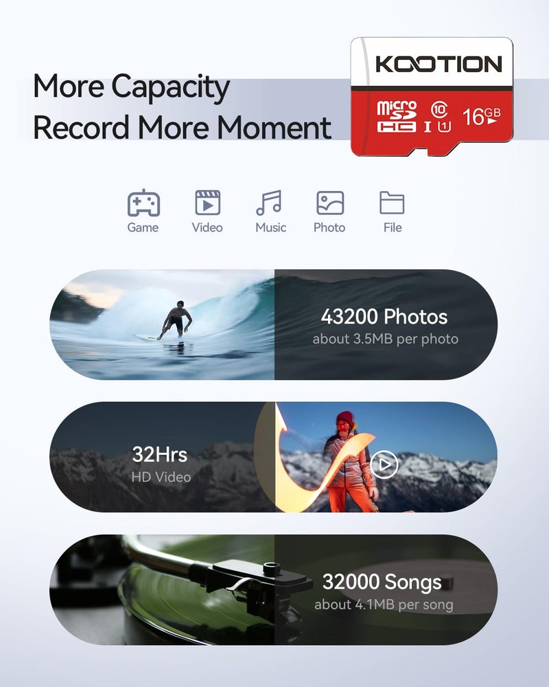 KOOTION 10 Pack 16GB Micro SD Card Class-10 Micro SDHC Card 16 gb UHS-I High Speed TF Card R Flash C10 U1 Memory Card - Image 4